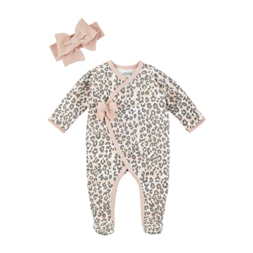 Mud Pie Leopard Baby Sleeper Set, Pink, 0-3 Months