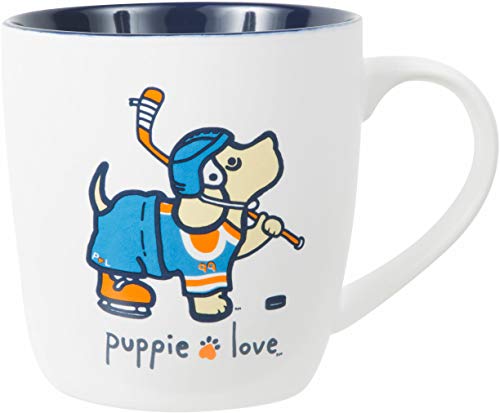 Pavilion Gift Company Bone China 17 Oz Mug-Puppie Love Hockey Dog, Blue