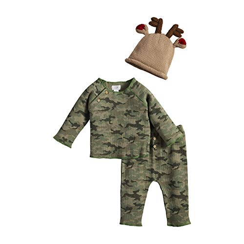 Mud Pie Baby Boys Reindeer 3 Piece Set, 0-3 Months, Camo