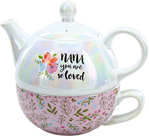 Pavilion - Nana You Are So Loved - Floral And Iridescent Tea For One Set