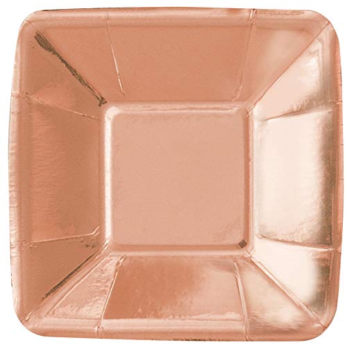 Unique Industries Rose Gold Square Appetizer Party Paper Plate, 8 Ct.