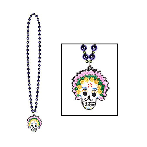 Beistle Beads with Day of The Dead Medallion, 36-Inch