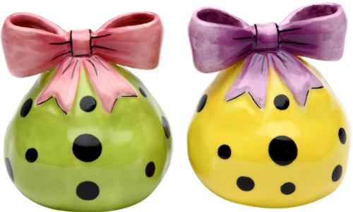 Cosmos Gifts Appletree Design Yellow and Green Dots Salt and Pepper Set, 2-1/4-Inch