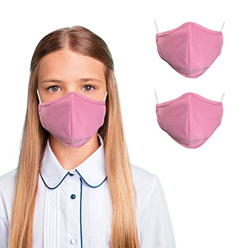 Primeware Protective Reusable Kids Face Mask 2 Layers Cloth Mask (Pack of 2) (Pink)