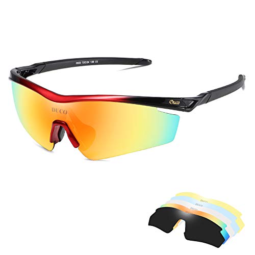 Duco Polarized Sports Mens Sunglasses for Driving Running Cycling Sun Glasses 6216 (Red)