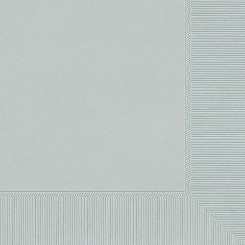 Amscan Silver 2-Ply Paper Dinner Napkin Big Party Pack, 40 Ct., 8" x 8"