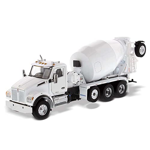 1:50 Kenworth T880 SBFA Tandem with Lift Axle and McNeilus Bridgemaster Mixer - Pearl White - Diecast Masters 71081 Transport Series