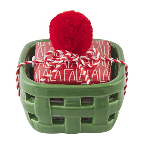 Mud Pie Christmas Scented Soap Bar and Basket Set,3.5"L x 2.5"W, Green