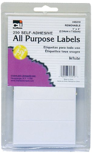Charles Leonard Multi Purpose Labels, Self-Adhesive, 3 x 1 Inches, White, 250-Count Box (45310)