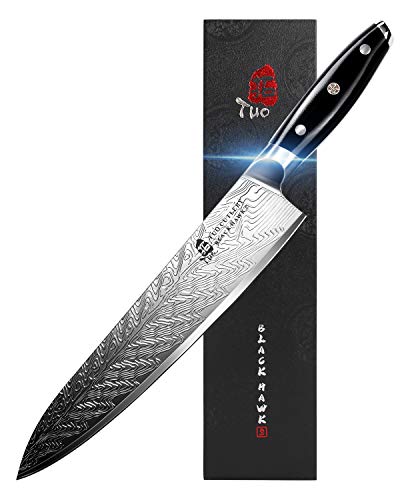 TUO Cutlery Chef Knife - Kitchen Knives 10-inch High Carbon Stainless Steel - Pro Chefs Vegetable Meat Knife with G10 Full Tang Handle - Black Hawk S Knives Including Gift Box