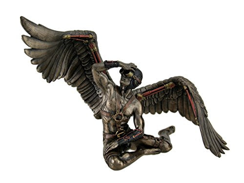 Unicorn Studio Resin Statues Fearing Flight Nearly Nude Male Steampunk Angel In Pilot Cap & Goggles Statue 10.5 X 8.5 X 6.5 Inches Bronze