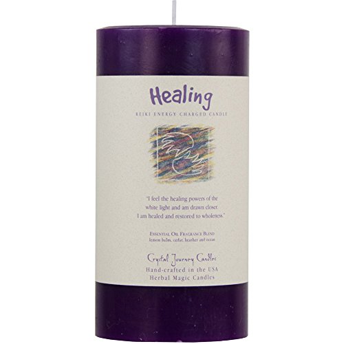 Kheops International 6" X 3" Crystal Journey Herbal Magic Reiki Charged Pillar Candle - Healing