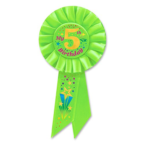 Beistle RS055 Green"My 5th Birthday" Fabric Rosette, Green