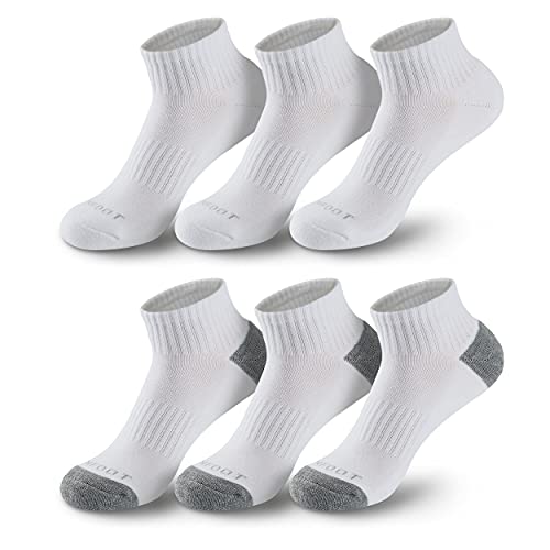 MONFOOT 6 Pairs Daily Cushion Comfort Fit Performance Quarter Socks for Men/Women