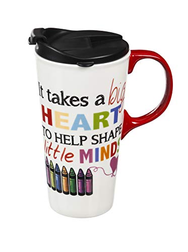 Evergreen Cypress Home It Takes A Big Heart To Help Shape Little Minds 17 OZ DoubleWall Insulated Travel Mug Teacher Appreciation Gift 3.5 x 5.25 x 7 inches