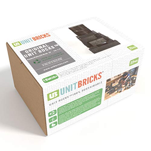 Ukidz UNITBRICKS Wooden Building Set for Age 18m+. 22 pcs Toddler Standard Unit Rocks - Built to The Scale Recommended by Childcare Expert Caroline Pratt