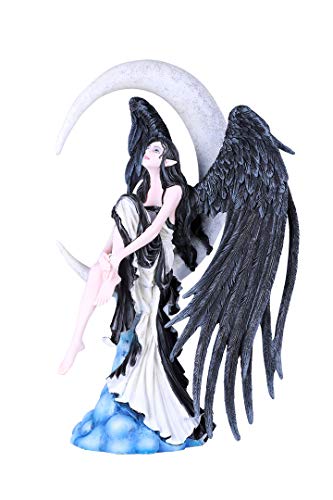 Pacific Trading Giftware Moon Stargazer Black Wing Fairy Hand Painted Resin Figurine