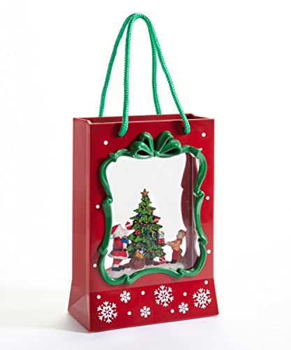 Giftcraft 683598 Christmas Santa and Child LED Gift Bag Water Lantern, 9.37-inch Height, Acrylonitrile Butadiene Styrene, Oil, Polycarbonate and Resin