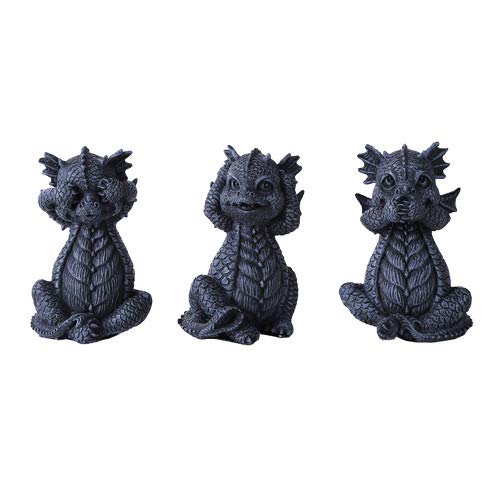 Pacific Trading Giftware See, Hear, Speak No Evil Dragon Shelf Sitter Computer Top Sitters