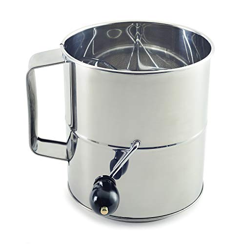 Norpro Polished 8-Cup Stainless Steel Hand Crank Sifter, 64 ounces, As Shown