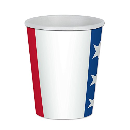 Beistle Patriotic Beverage Cups (8 Pack), 9 oz, Red/White/Blue
