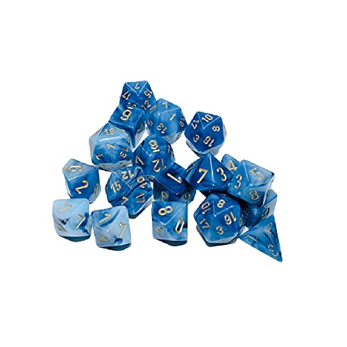 Chessex Phantom Polyhedral 20-Die Set, Teal with Gold Numbers Dice for Dungeons and Dragons (DND), Role Playing Games, MTG, Pathfinder, Table Game, Board Games