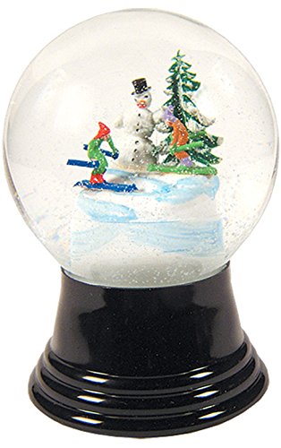 Alexander Taron Importer PR1424 Perzy Snowglobe, Medium Snowman with skis-5" H W x 3" D, 5" x 3" x 3", White