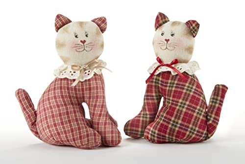 Delton 6" Sitting Small Plaid Cat, Set of 2