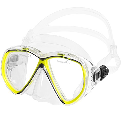 IST M75 Martinique Dual-Window Diving Snorkeling Mask (Neon Yellow)