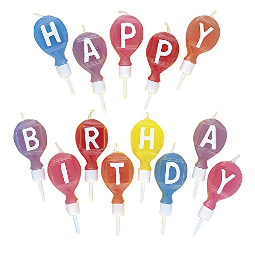 Unique Industries Round Letter Happy Birthday Candles with Holders, 13ct