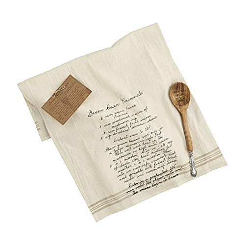 Mud Pie Thanksgiving Sides Recipe Towel and Wooden Spoon Set, Green Bean Casserole, 26" x 16.5"