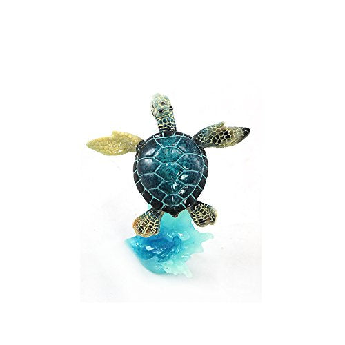 KRZH unison gifts YXF-169 5 INCH Blue SEA Turtle ON Wave, Multicolor