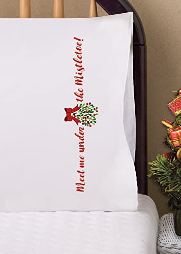 Design Works Crafts Mistletoe Stamped for Embroidery Pillowcases
