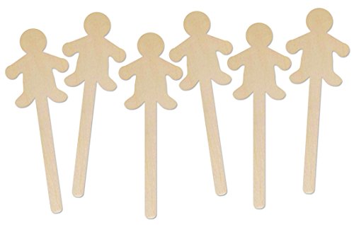 Hygloss Products Natural Wood Popsicle Sticks - 6.25 Inches Art & Craft Sticks - People Shape, 6 Pcs (89601)