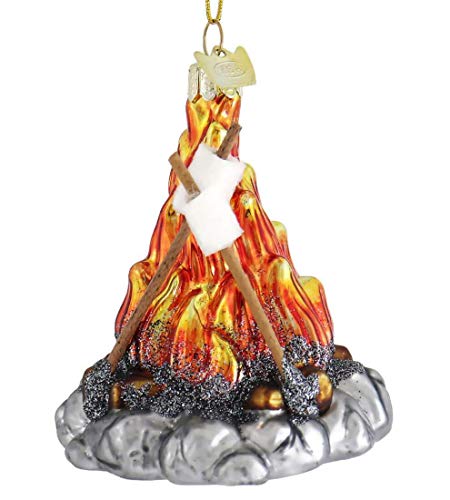 Kurt Adler NB1577 Noble Gems Campfire Ornament, 3-inch High, Glass
