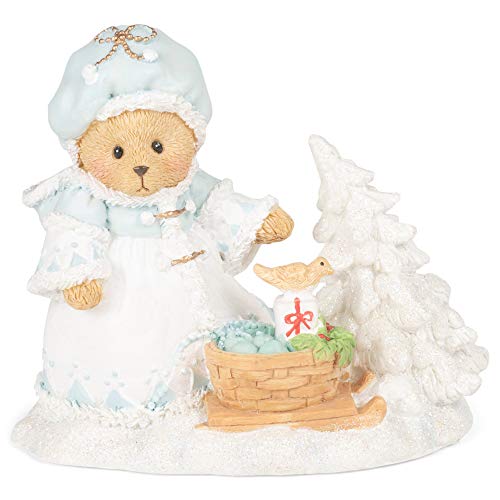 Roman 133479 Ashley Bear with Basket White Christmas Figurine, 4.25 inch, Multicolor