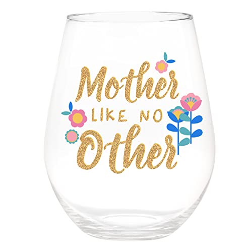 Creative Brands Slant Collections Jumbo Stemless Wine Glass, 30-Ounce, Mother Like No