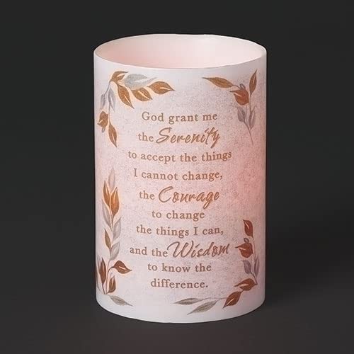 Roman Serenity Prayer LED Candle, 6-inch Height, Tabletop Decoration