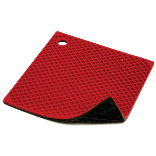 Norpro Silicone Pot Holder/Trivet Mat, medium, Red/Black