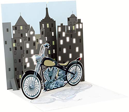 Up With Paper City Motorcycle with Light 3D Pop Up Multi Occasion Greeting Card