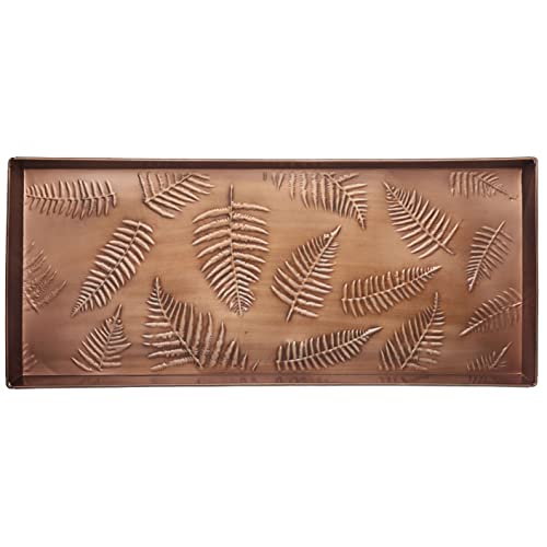 Larry Traverso Ferns Pattern Metal Boot Tray, 30 x 13 inches, Antique Copper Finish