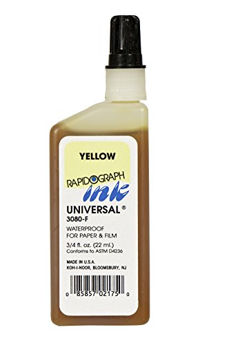 Chartpak Koh-I-Noor Dye-Based Universal Drawing Ink, 0.75 oz Bottle, Yellow (3080F.YEL)