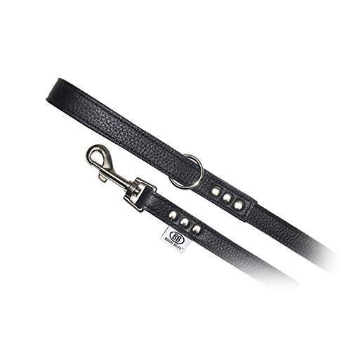 Buddy Belts All Pebble Grain Leather Leash Black - Premium Edition (3/4" x 4')