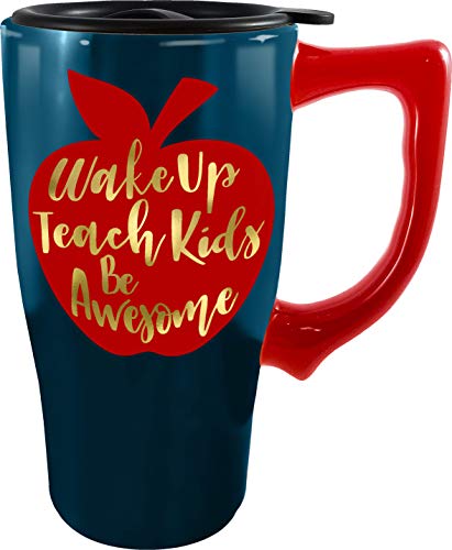 Spoontiques Teacher Ceramic Travel Mug, 18 oz, Navy