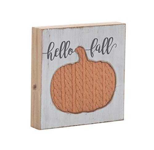 Transpac Imports Knit Pumpkin Block Decor Orange