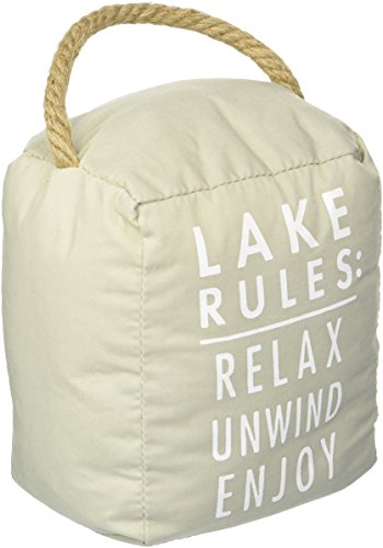 Pavilion Gift Company Lake Rules: Relax Unwind Enjoy Tan Door Stopper