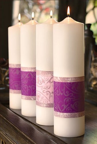 Creative Brands Candle - Advent Pillars - Emmanuel - 3 x - 12 - 3 Purp/1 Pnk