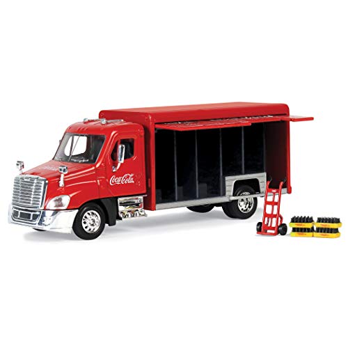 Coca-Cola 1/50 Beverage Delivery Truck With 2 Sliding doors, handcart and 2 bottle cases
