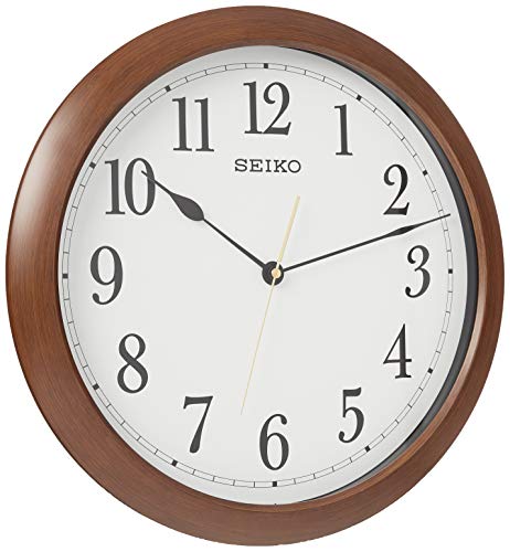 Seiko Numbered Wood Finish Wall Clock, Brown