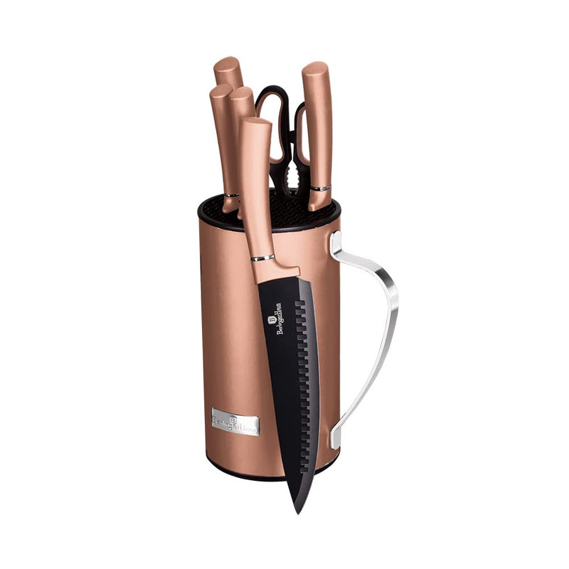 Berlinger Haus Knife Set with Mobile Stand - Ergonomic Soft, Touch Handle, Does Not Slip and Elegant Design - PFOA, Lead, Cadmium Free Knife Set in One Stand | 7 pieces
